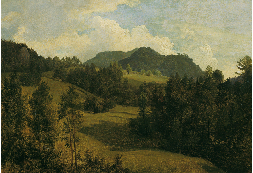 Dieses Gemälde "Landschaft bei Miesenbach" entstand um 1830.