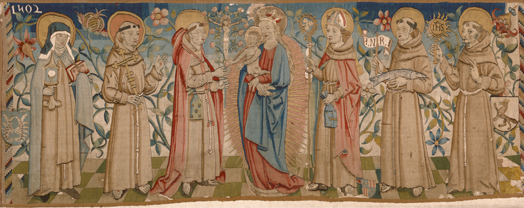 Der hier abgebildete Wirkteppich wurde 1502 in Schwaben gefertigt. Aufgrund der dargestellten Heiligen wird vermutet, dass er für ein Franziskanerkloster vorgesehen war.